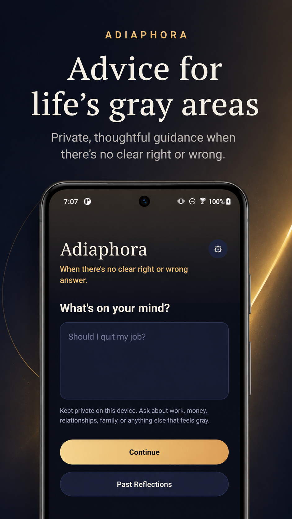 Adiaphora home screen