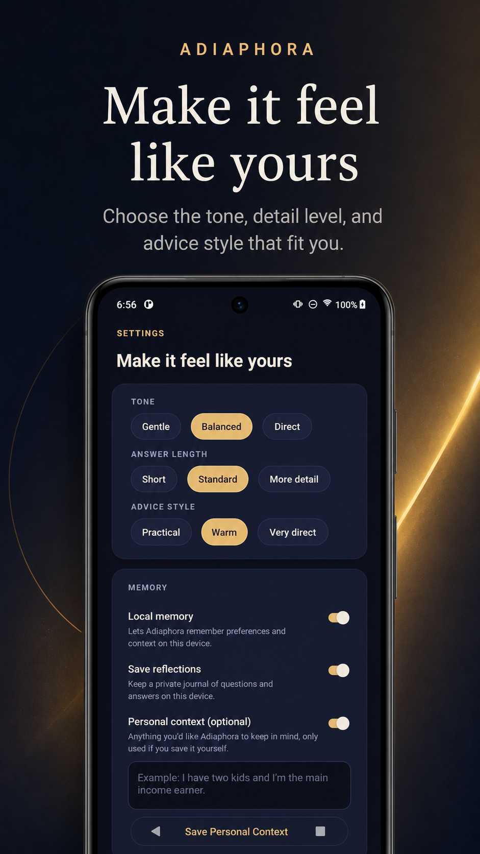 Settings screen