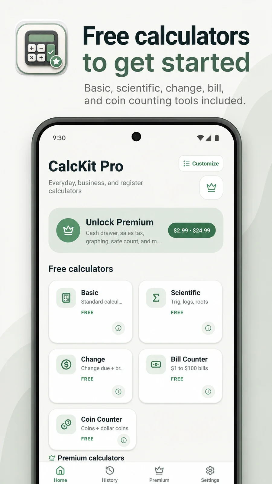 Treder Calc Android app free calculators home screen