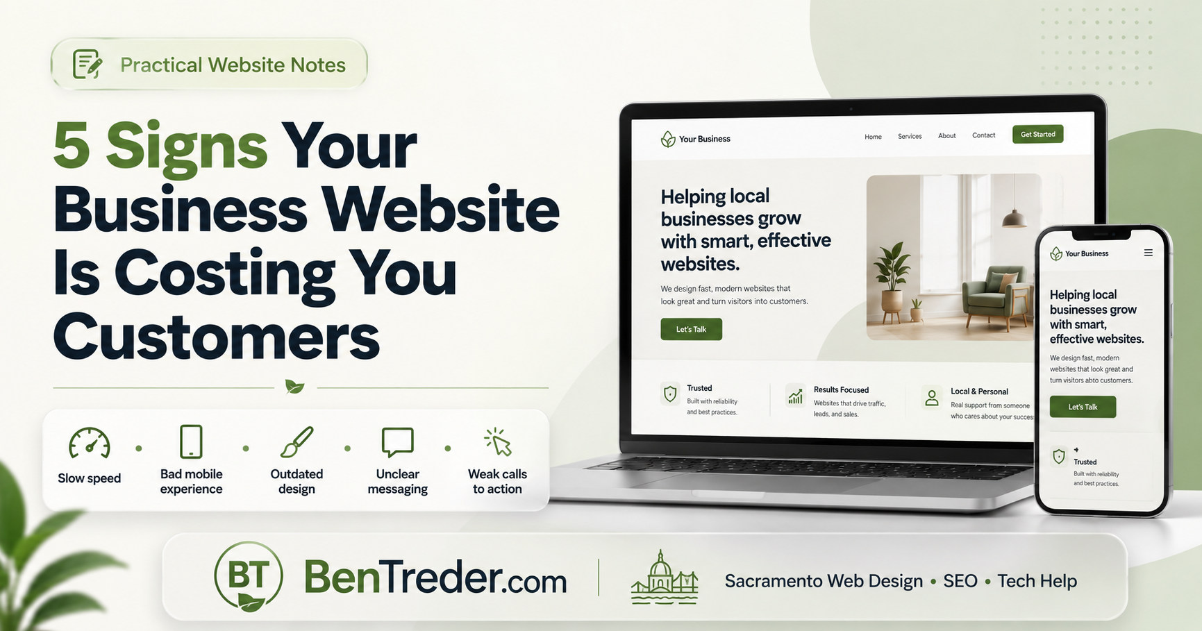 5 Signs Your Business Website Is Costing You Customers featured image by Ben Treder