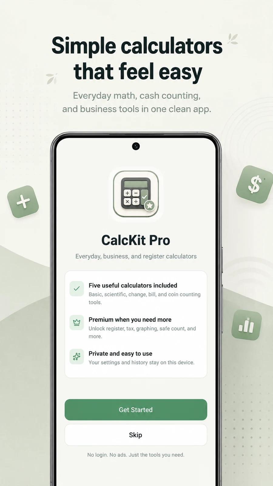 CalcKit Pro simple setup screen