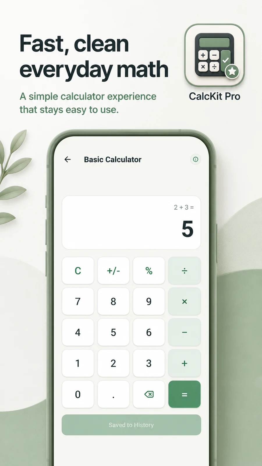 CalcKit Pro basic calculator screen