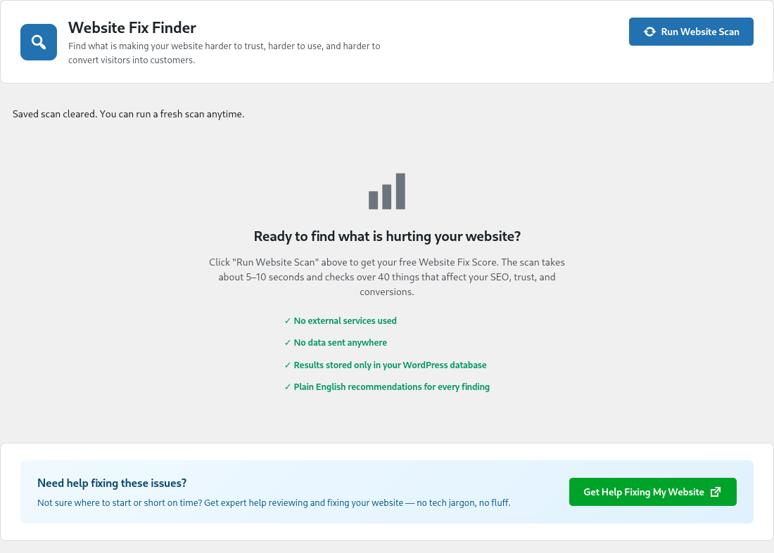 Treder Website Fix Finder screenshot