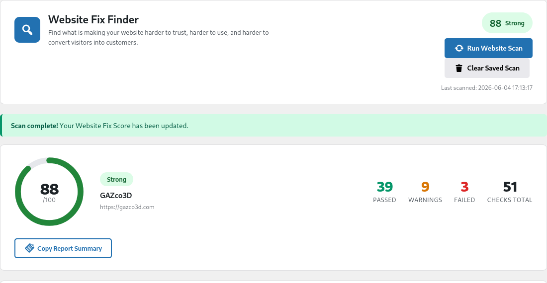 Treder Website Fix Finder screenshot
