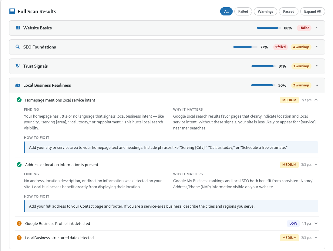 Treder Website Fix Finder screenshot