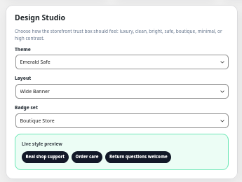 Treder Woo TrustProof Premium live style preview showing trust box design changes